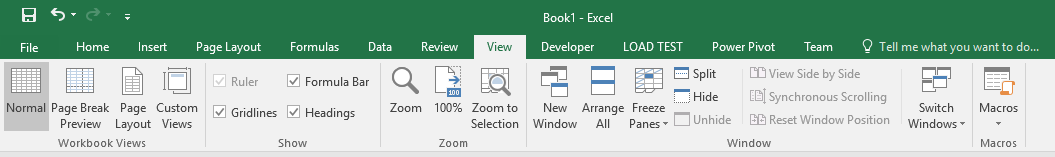 Menu View Microsoft Excel