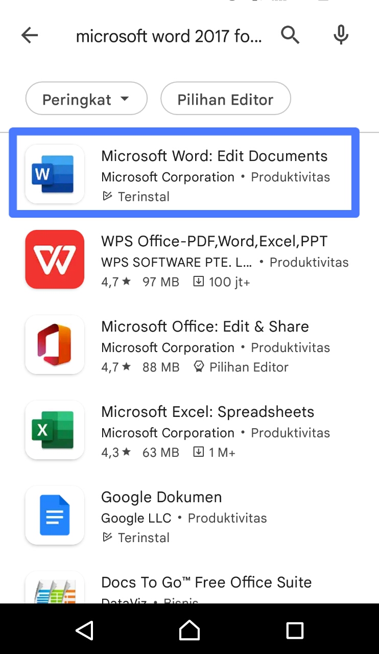 Cara Mengetik Microsoft Word di Android 6