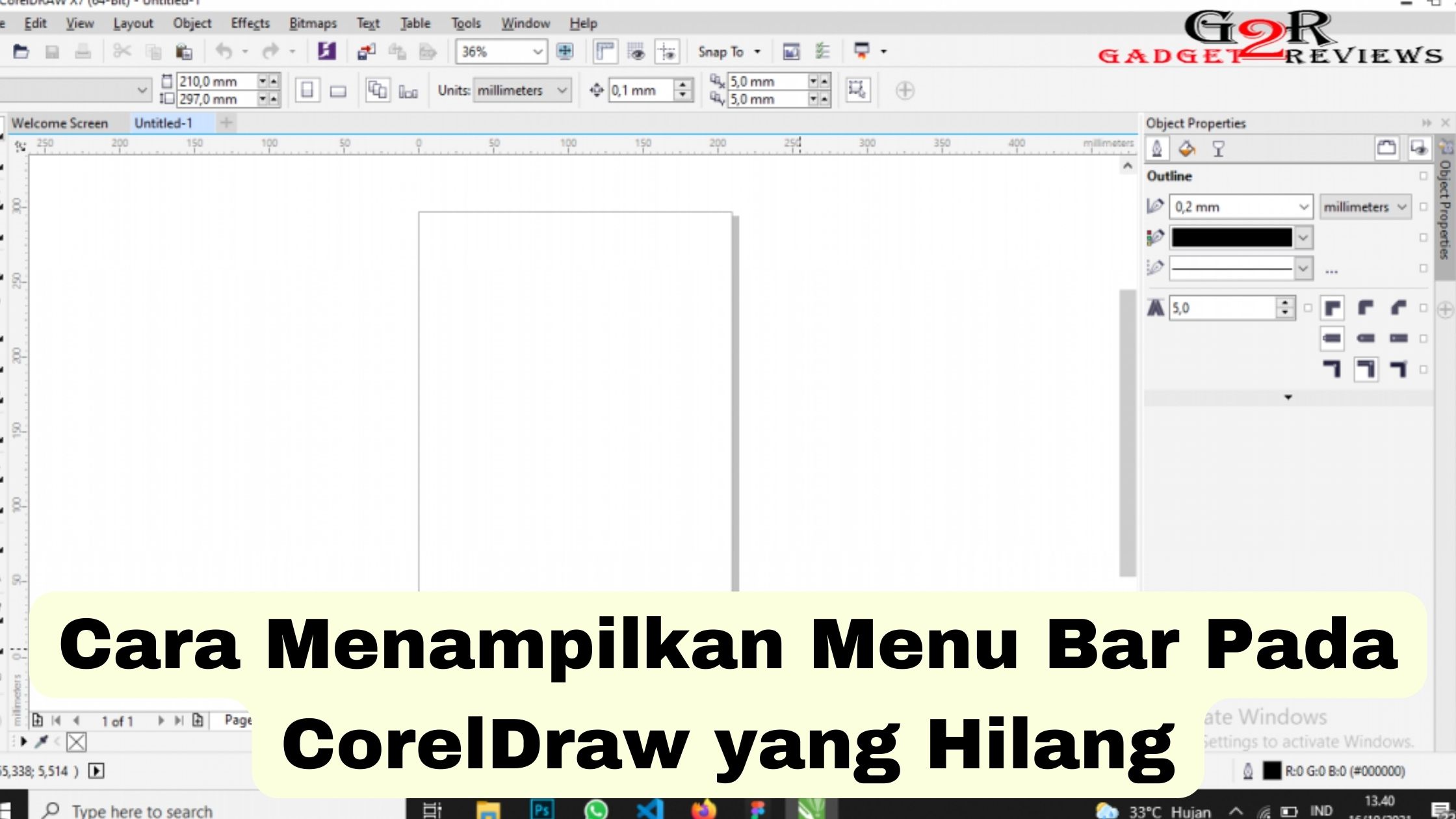 Cara Menampilkan Menu Bar Pada CorelDraw