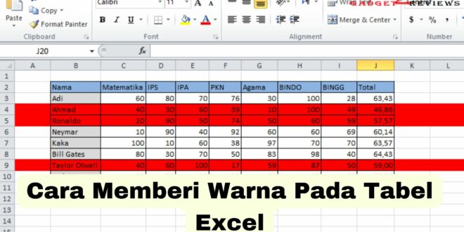 Cara Memberi Warna Pada Tabel Excel