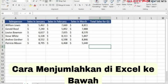 Cara Menjumlahkan di Excel ke Bawah